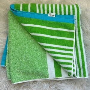 Charisma Vibrant Green and White Striped Oversized Cotton Resort Beach Towel
